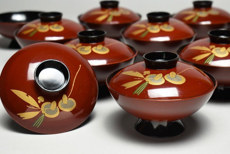 蔵A 5065 f 木製蒔絵 吸物椀 汁椀 十客