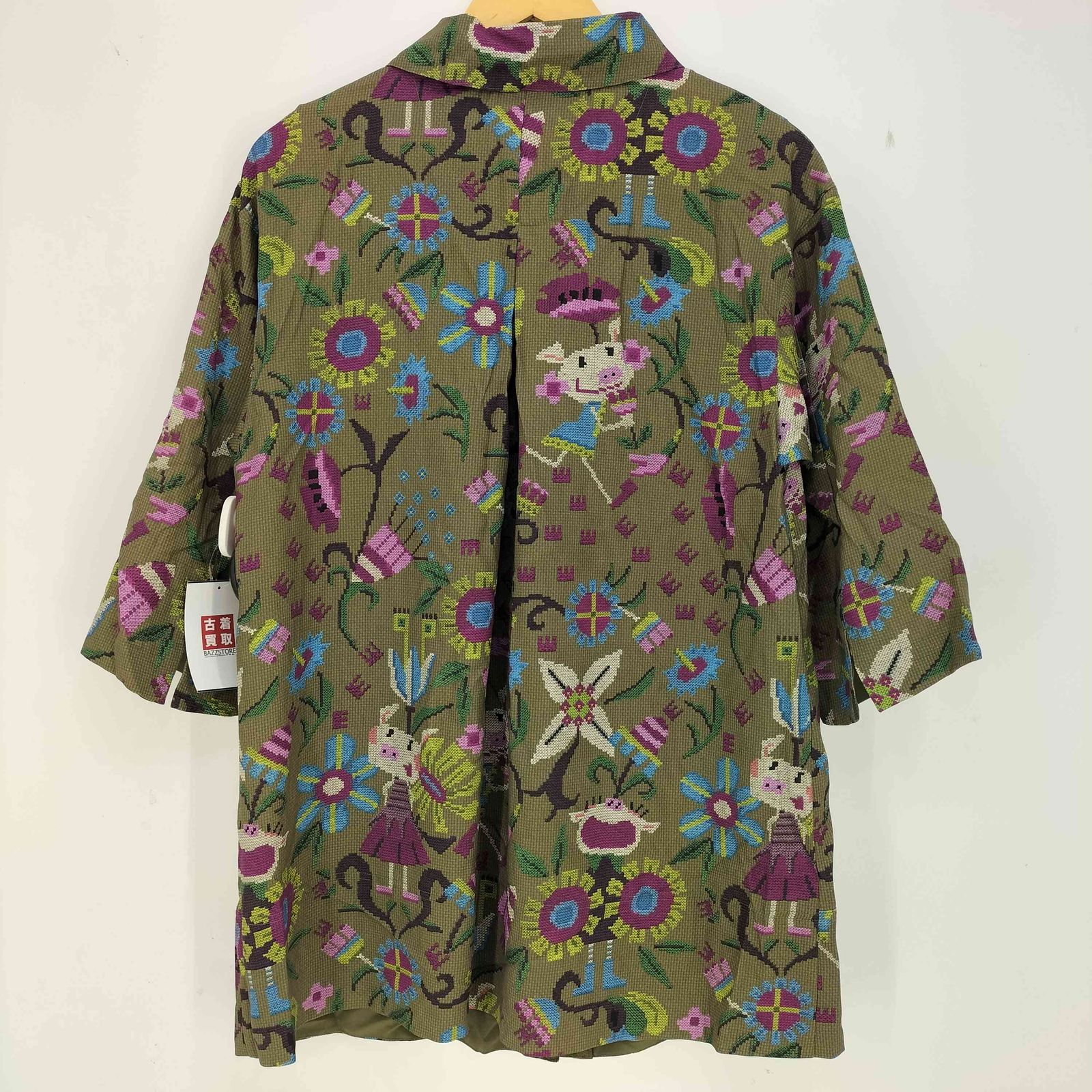 アルベロベロ オレボレブラ ブタさん おはな クロスステッチ 5分丈 シャツ チュニック レディース 表記無