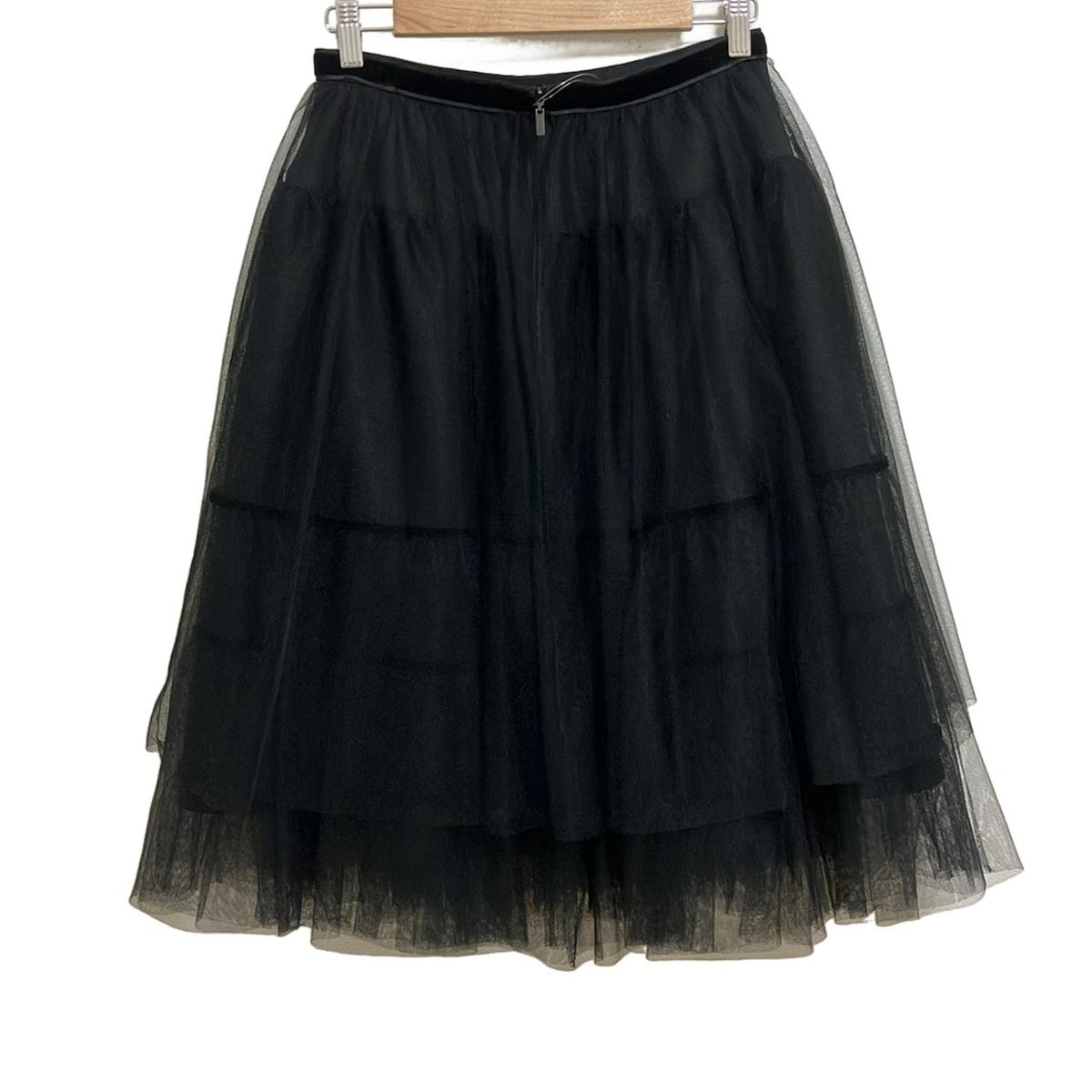 FOXEY フォクシー ロングスカート サイズ40 M レディース - 37638 黒 チュール