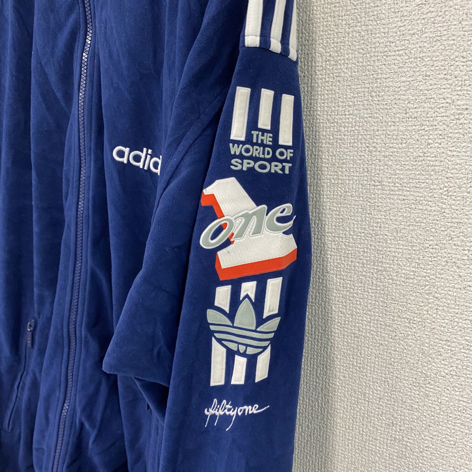 【人気のベロア‼️】90s adidas ベロアトラックジャケット 紺 2XL相当 古着 used ～90s adidas アディダス ベロアトラックジャケット