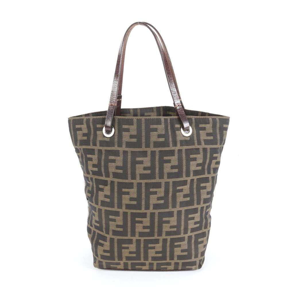 極美品 フェンディ ズッカ 柄 26598 レザー トート バッグ 肩掛け