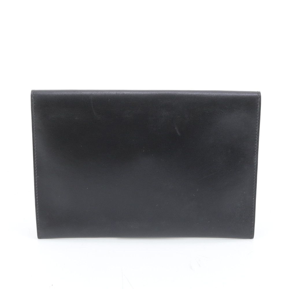 ヴィンテージ エルメス E 刻印 レザー クラッチ バッグ ハンド ポーチ ゴールド 金具 ブラック レディース ERR DB 33-7