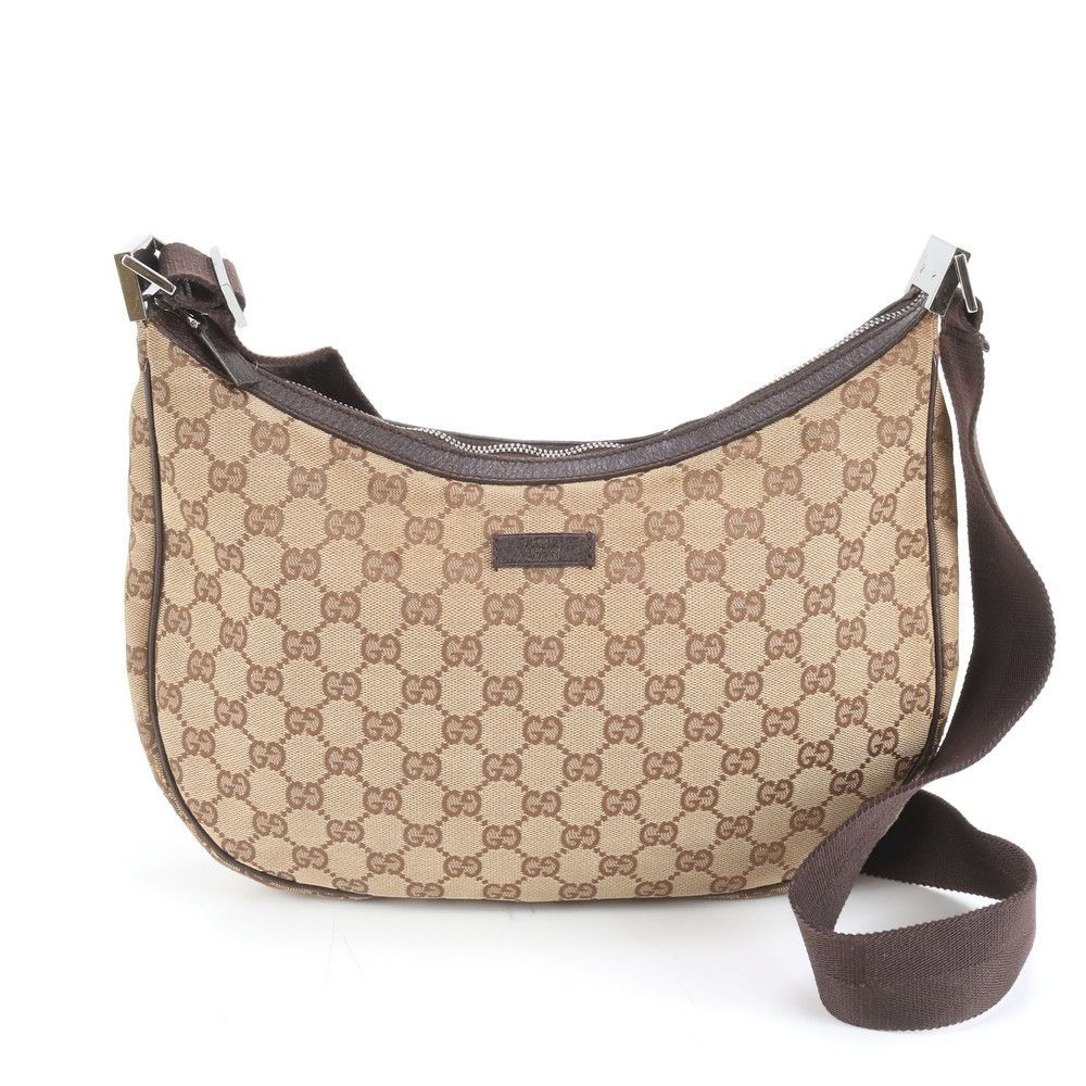極美品 グッチ GG キャンバス 122790 レザー ショルダー バッグ 斜め