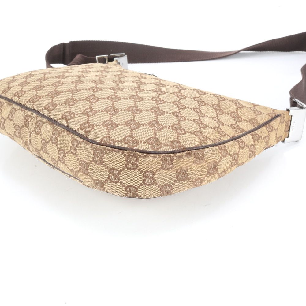 極美品 グッチ GG キャンバス 122790 レザー ショルダー バッグ 斜め