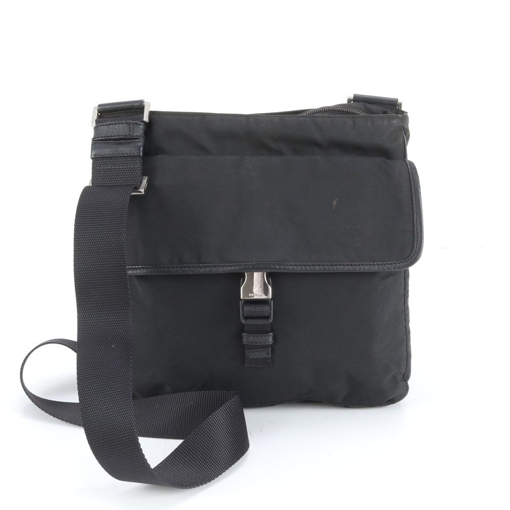 極美品 プラダ テスート ナイロン 三角ロゴ サフィアーノ レザー