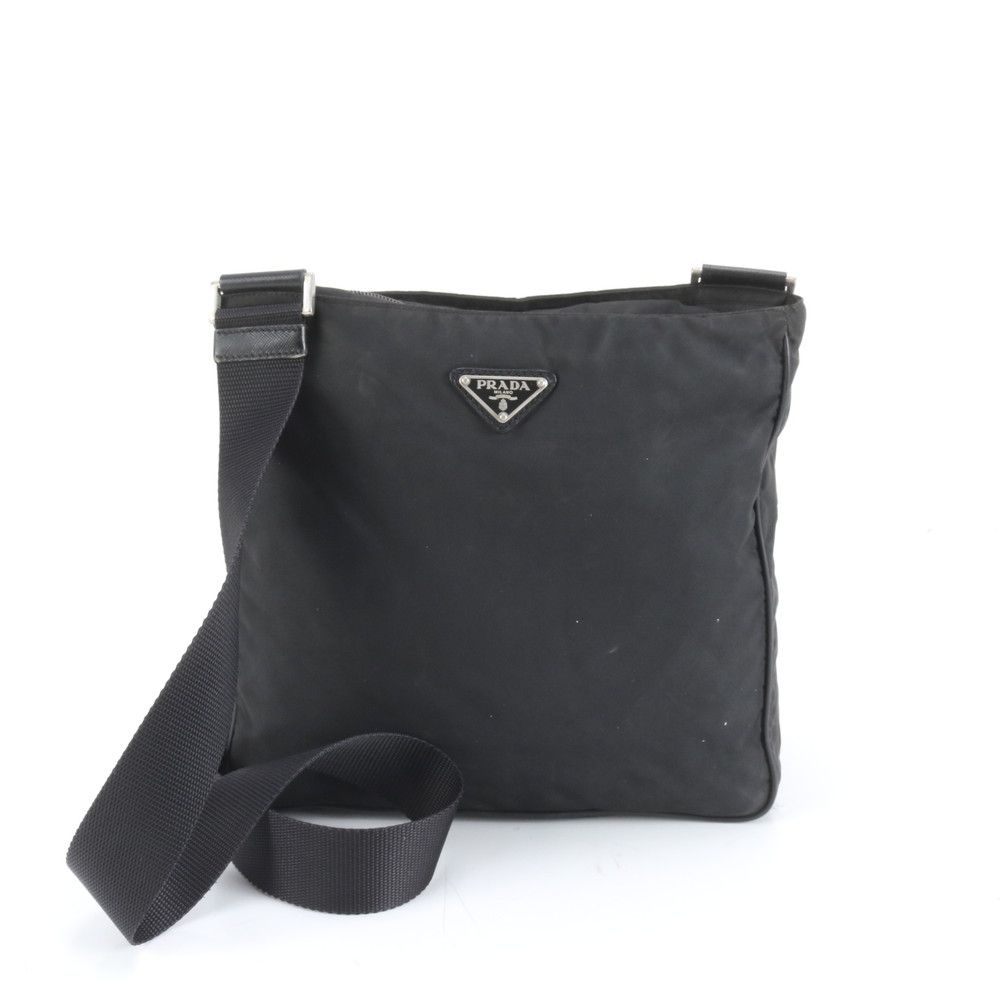 極美品 プラダ テスート ナイロン 三角ロゴ サフィアーノ レザー