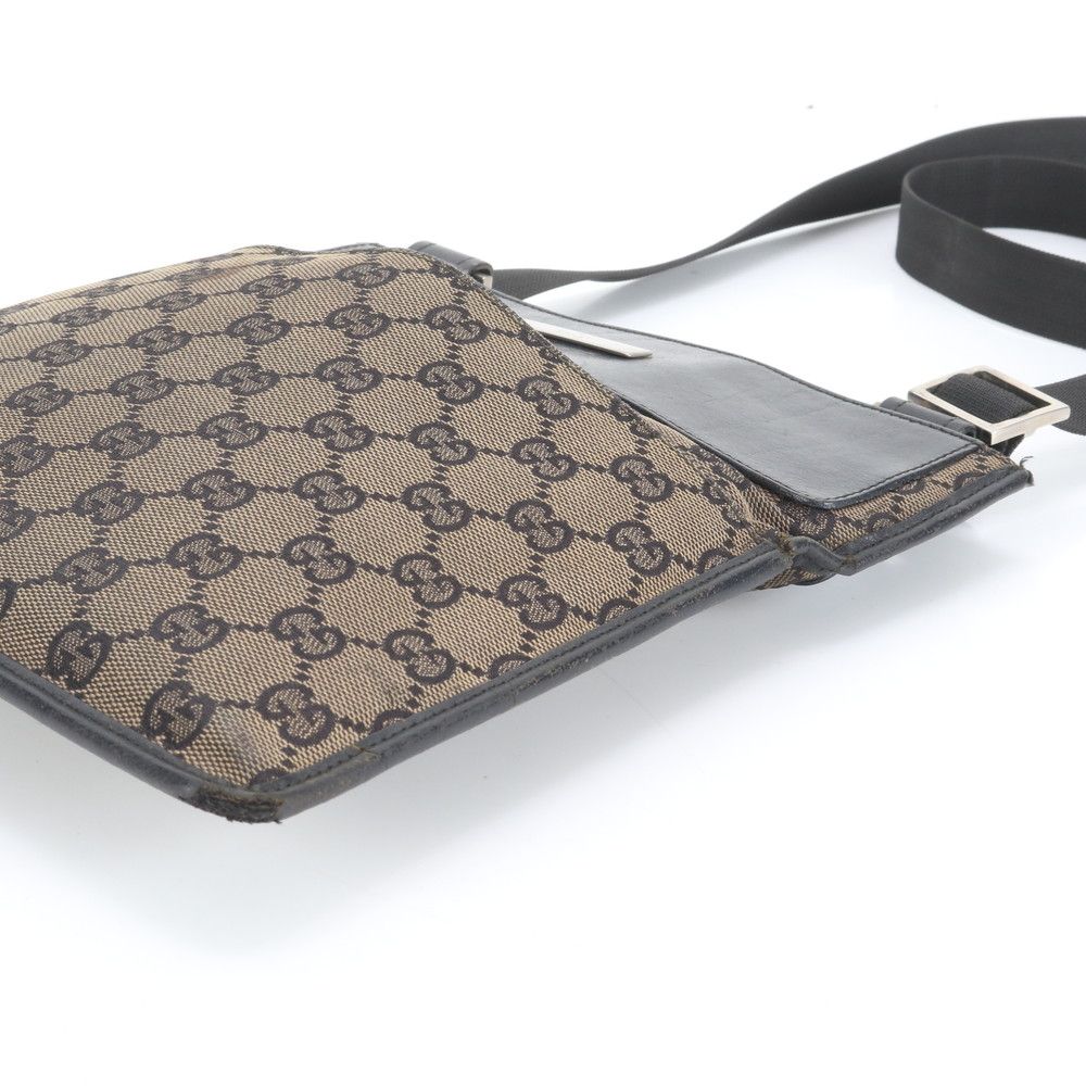 極美品 グッチ GG キャンバス 019 0348 レザー ショルダー バッグ 斜め