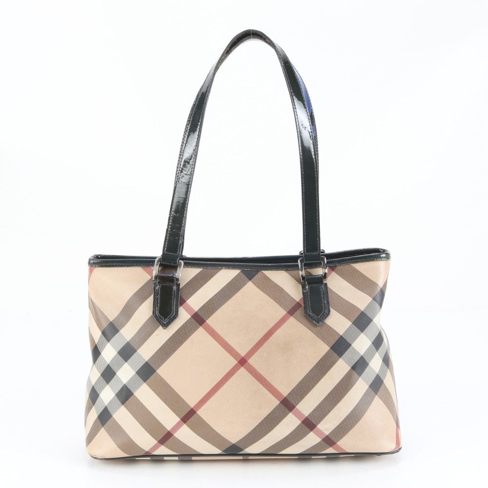 バーバリー ノバ チェック レザー トート バッグ 肩掛け ショルダー