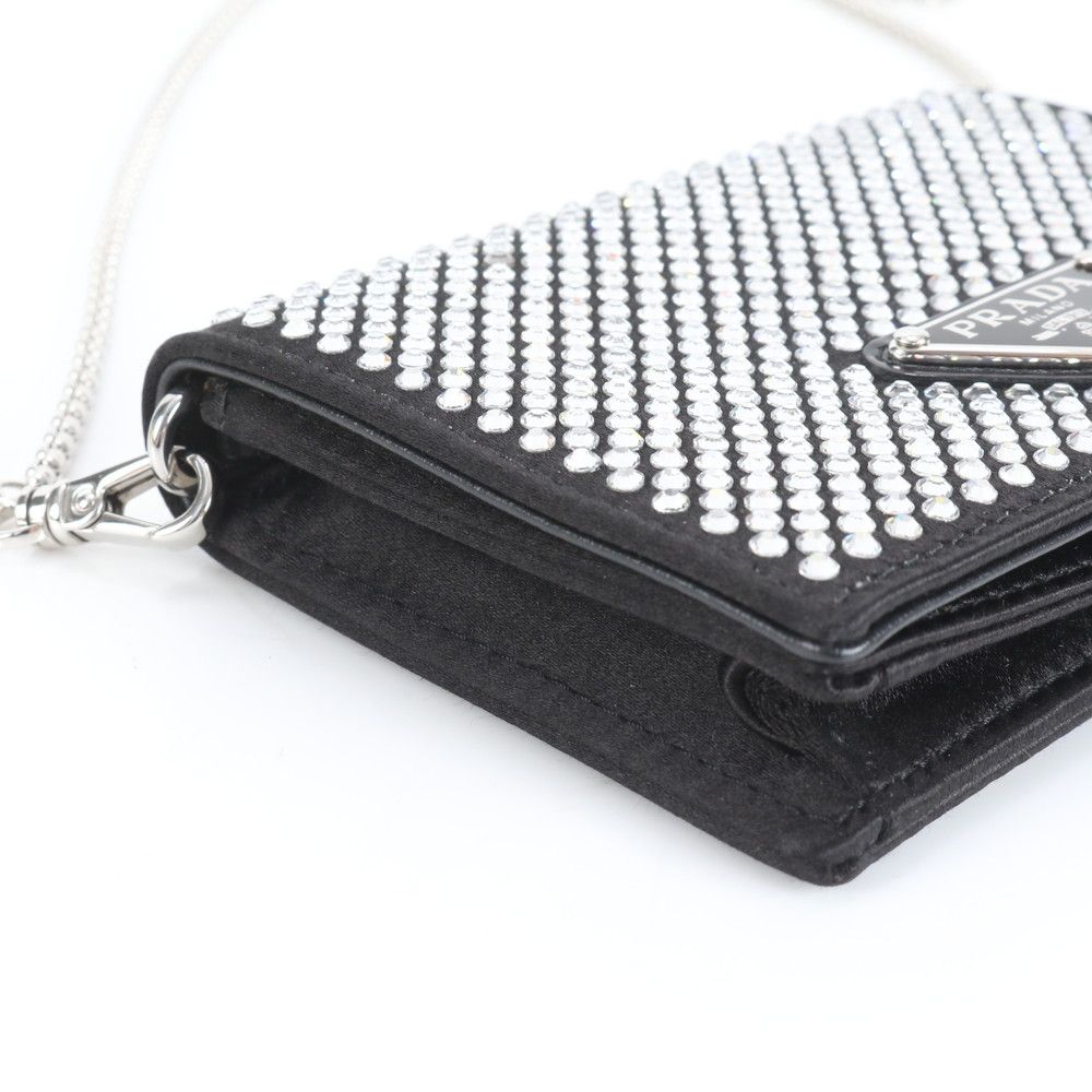 未使用 プラダ ギャランティカード付 三角ロゴ ラインストーン