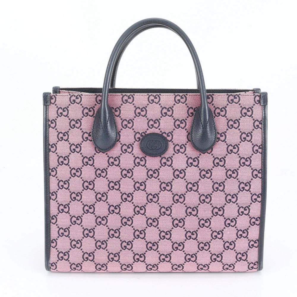 極美品 グッチ GG キャンバス 659983 レザー トート バッグ 肩掛け