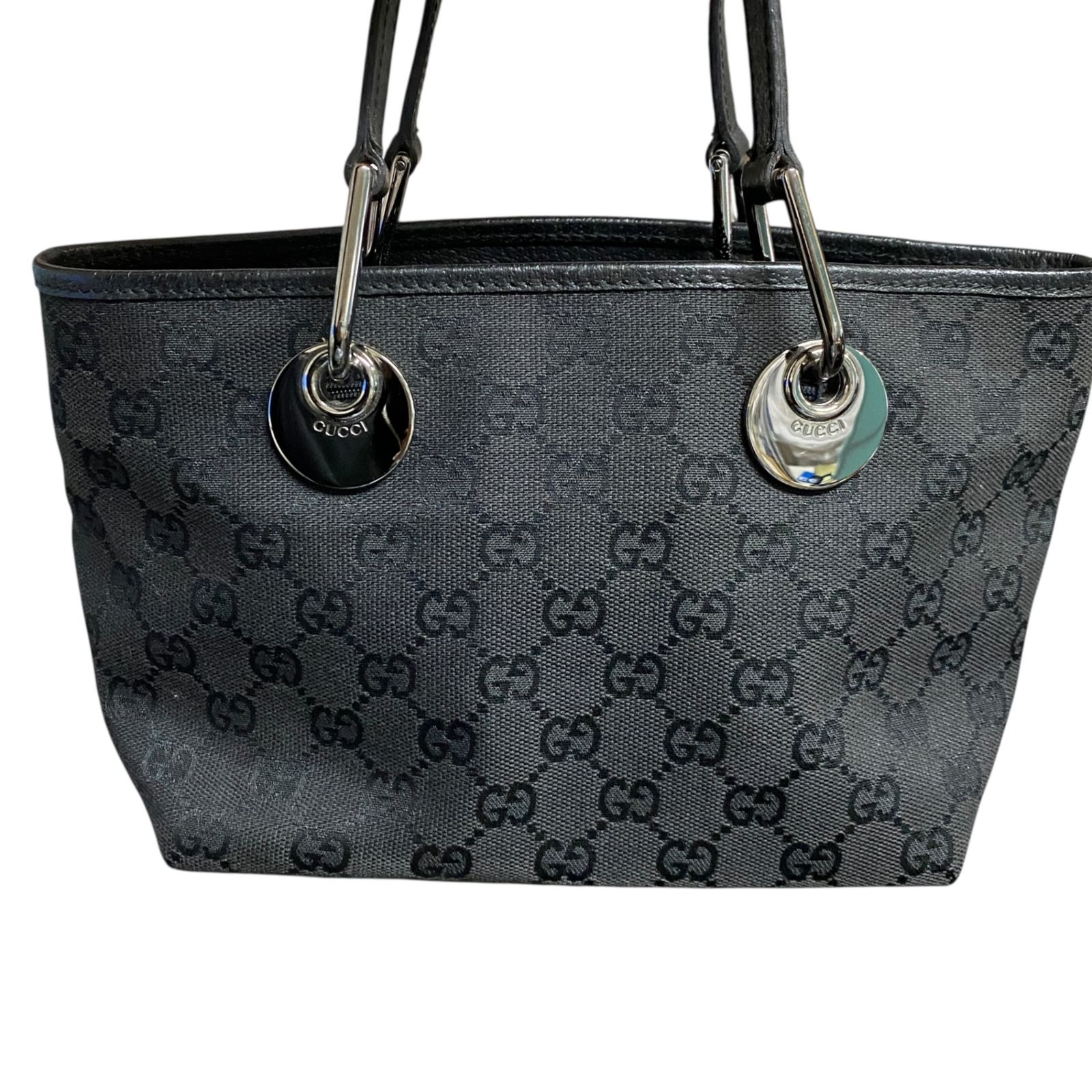 中古品】GUCCI グッチ GGキャンバス ハンドバッグ ブラック系 GG柄