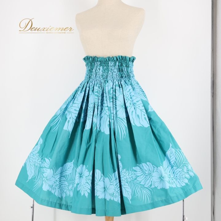 ハワイアン パウスカート フラダンス衣装 トロピカル柄 リーフ＆ハイビスカス ハワイアン パウスカート フラダンス衣装 トロピカル柄 リーフ