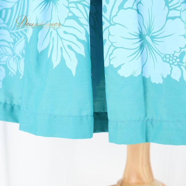 フラダンス 衣装 パウスカート グリーン系 ハイビスカス柄 ハワイアン