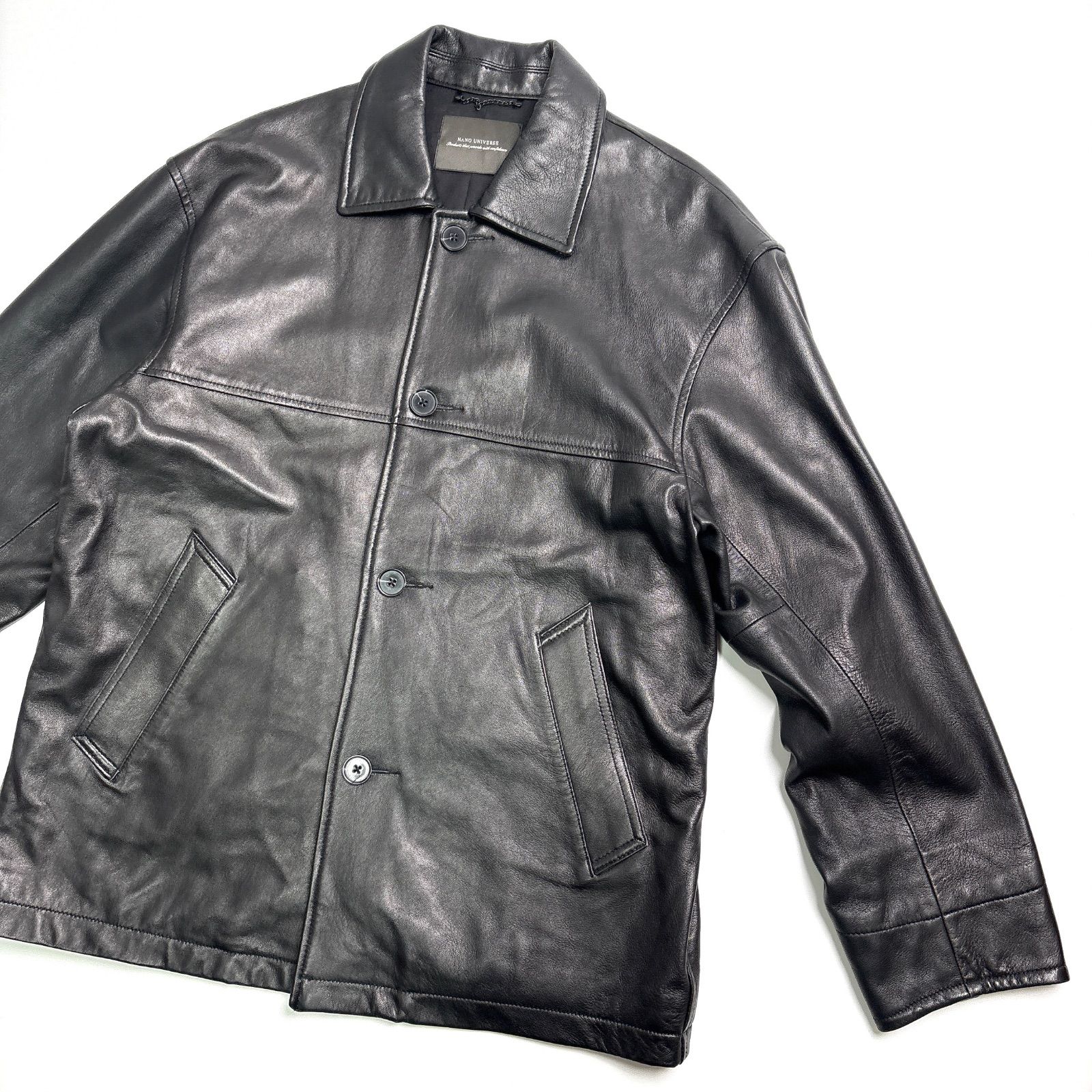 羊革 nano universe レザージャケット 黒 L コーチジャケット 本革