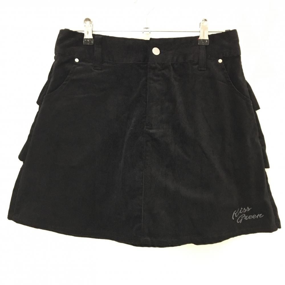 キスオンザグリーン スカート 黒 コーデュロイ ３段フリル レディース L ゴルフウェア kiss on the green