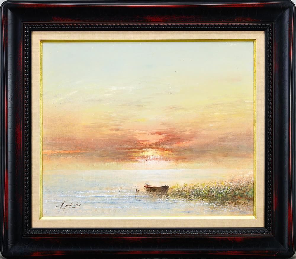 真作】【WISH】岡田旭峰「暁のメロディー」油彩 8号 1990年作 一枚の絵