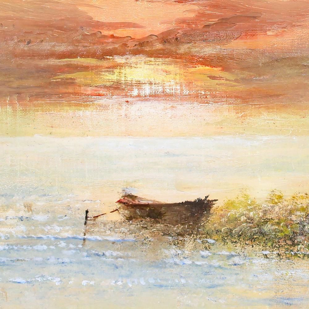 真作】【WISH】岡田旭峰「暁のメロディー」油彩 8号 1990年作 一枚の絵