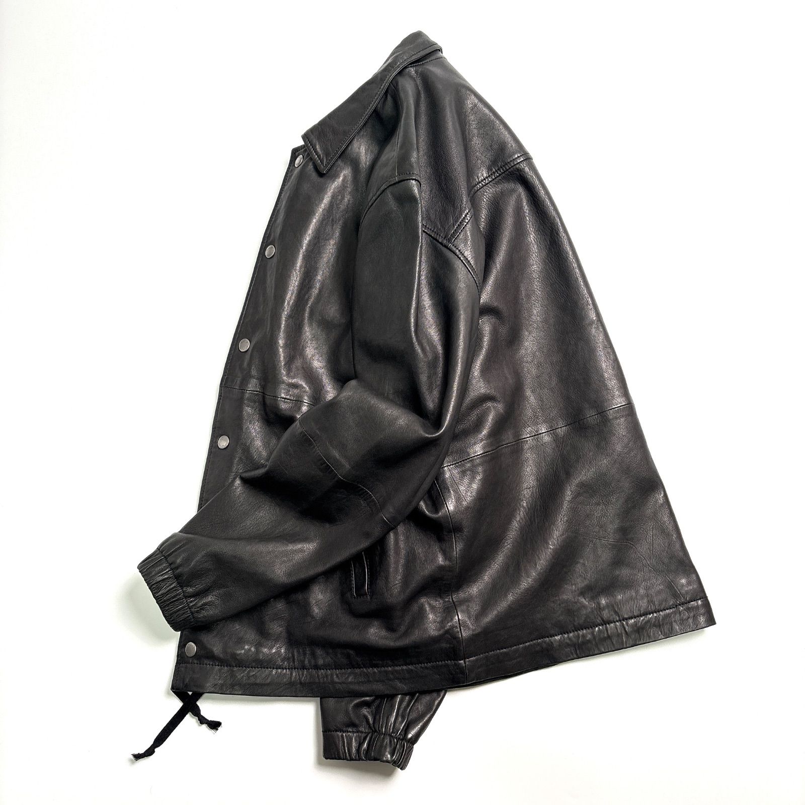羊革】Nudie Jeans レザージャケット 黒 M コーチジャケット 
