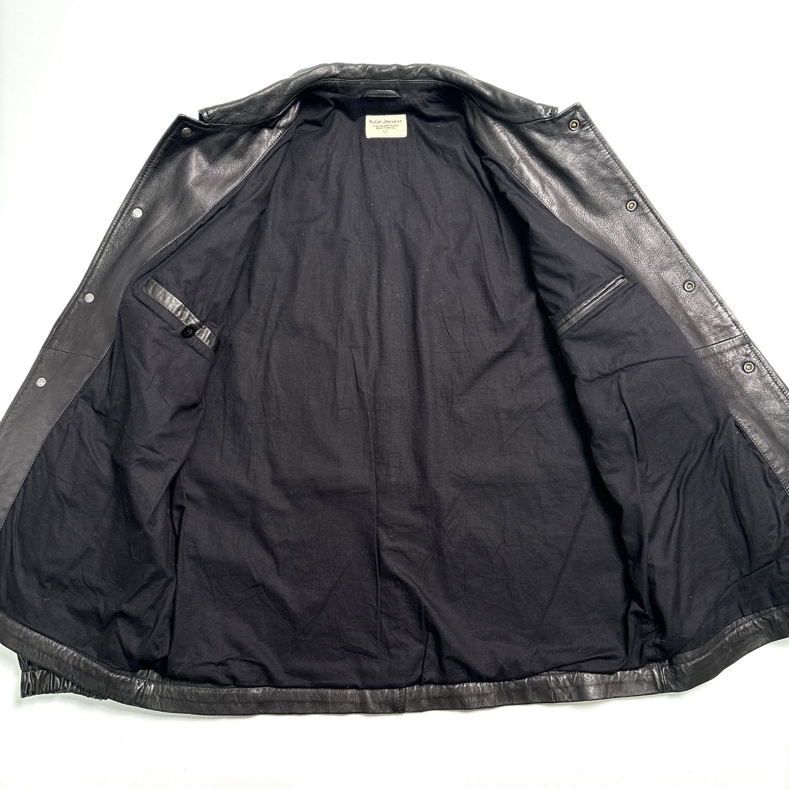 羊革】Nudie Jeans レザージャケット 黒 M コーチジャケット 