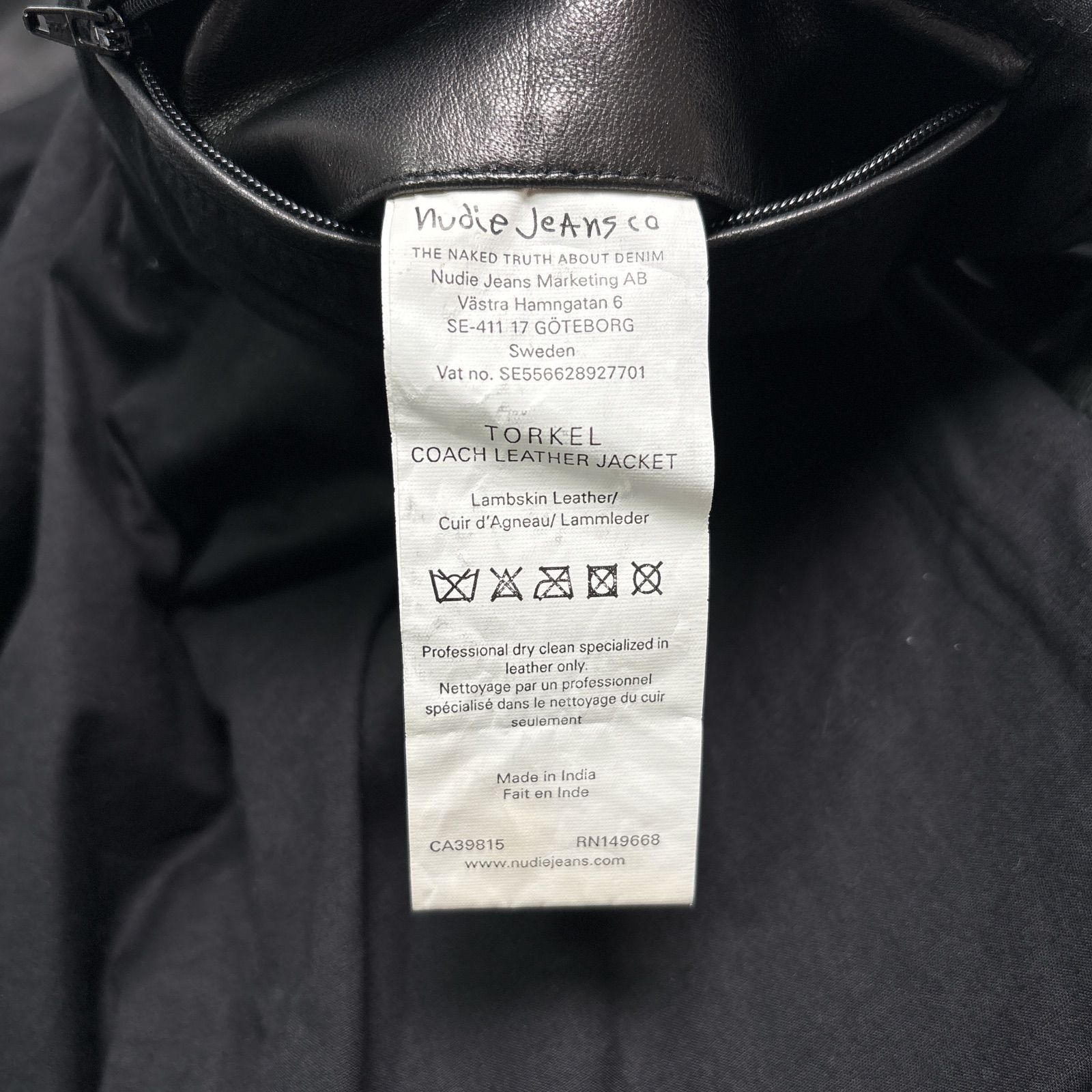 羊革】Nudie Jeans レザージャケット 黒 M コーチジャケット 