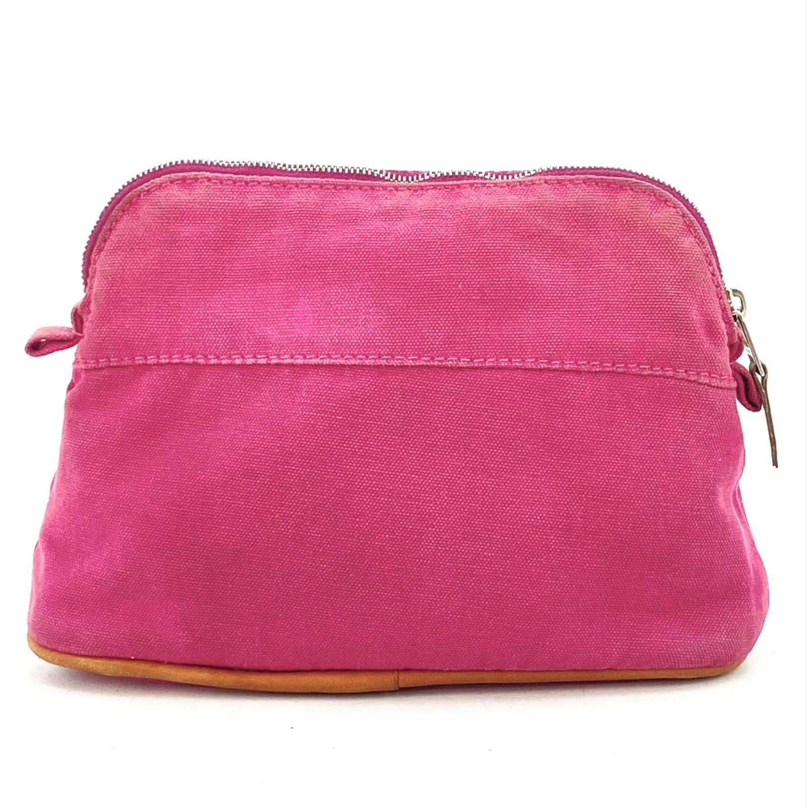 エルメス ポーチ ポリードＭＭ キャンバス ピンク コスメ FY 85