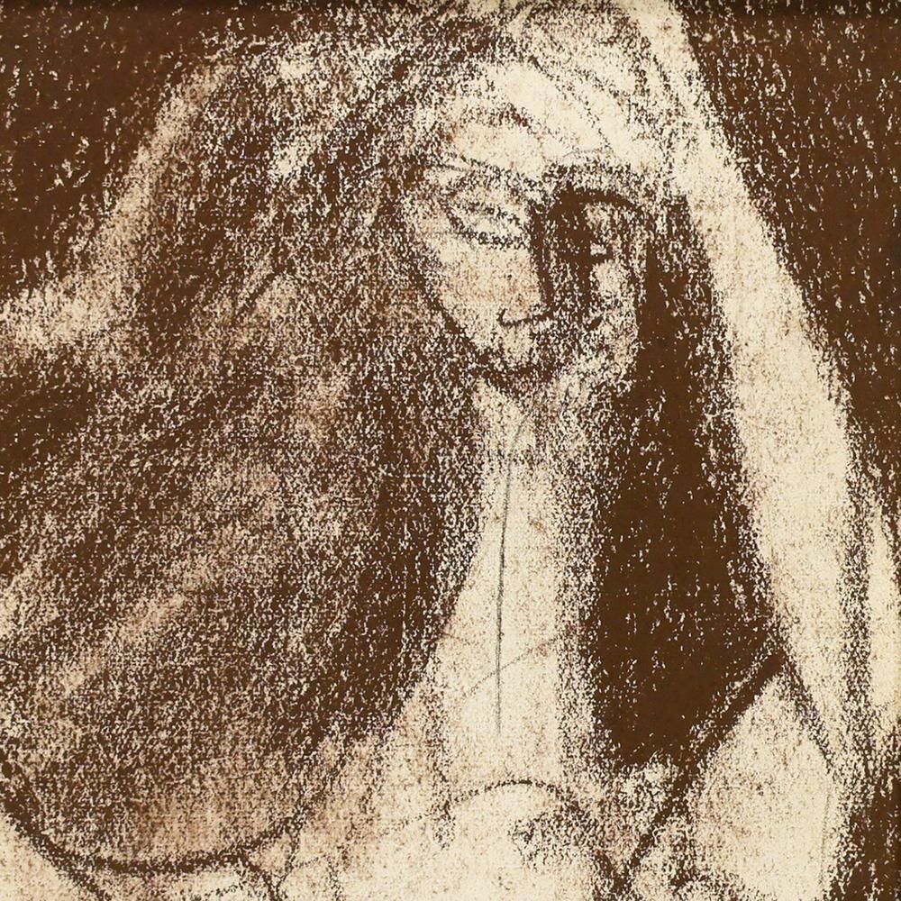 真作】【WISH】林武 パステル 首の長い女性 ◇大胆な構図と力強い筆致