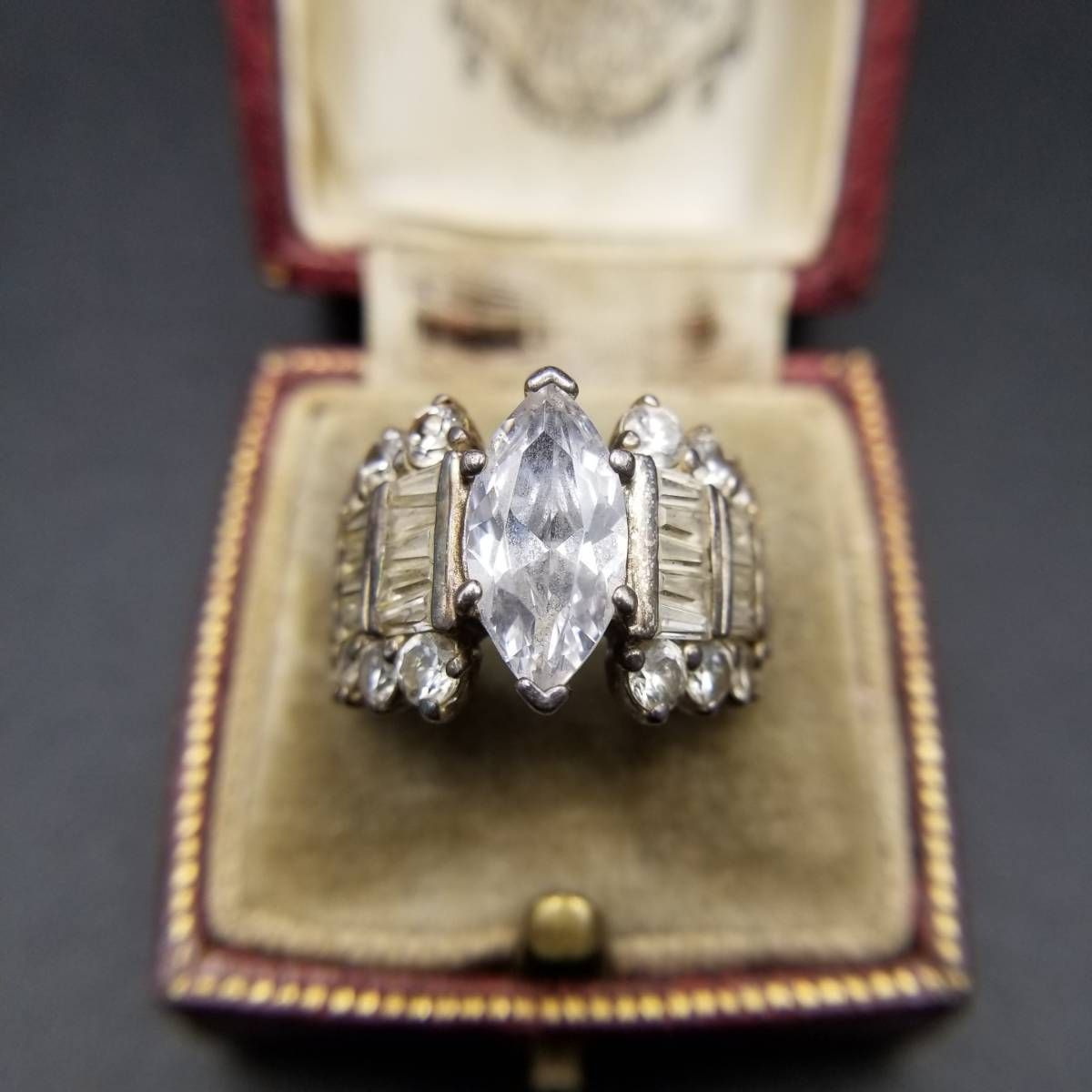 クリア マーキスカット ストーン ゴージャス 925 シルバー