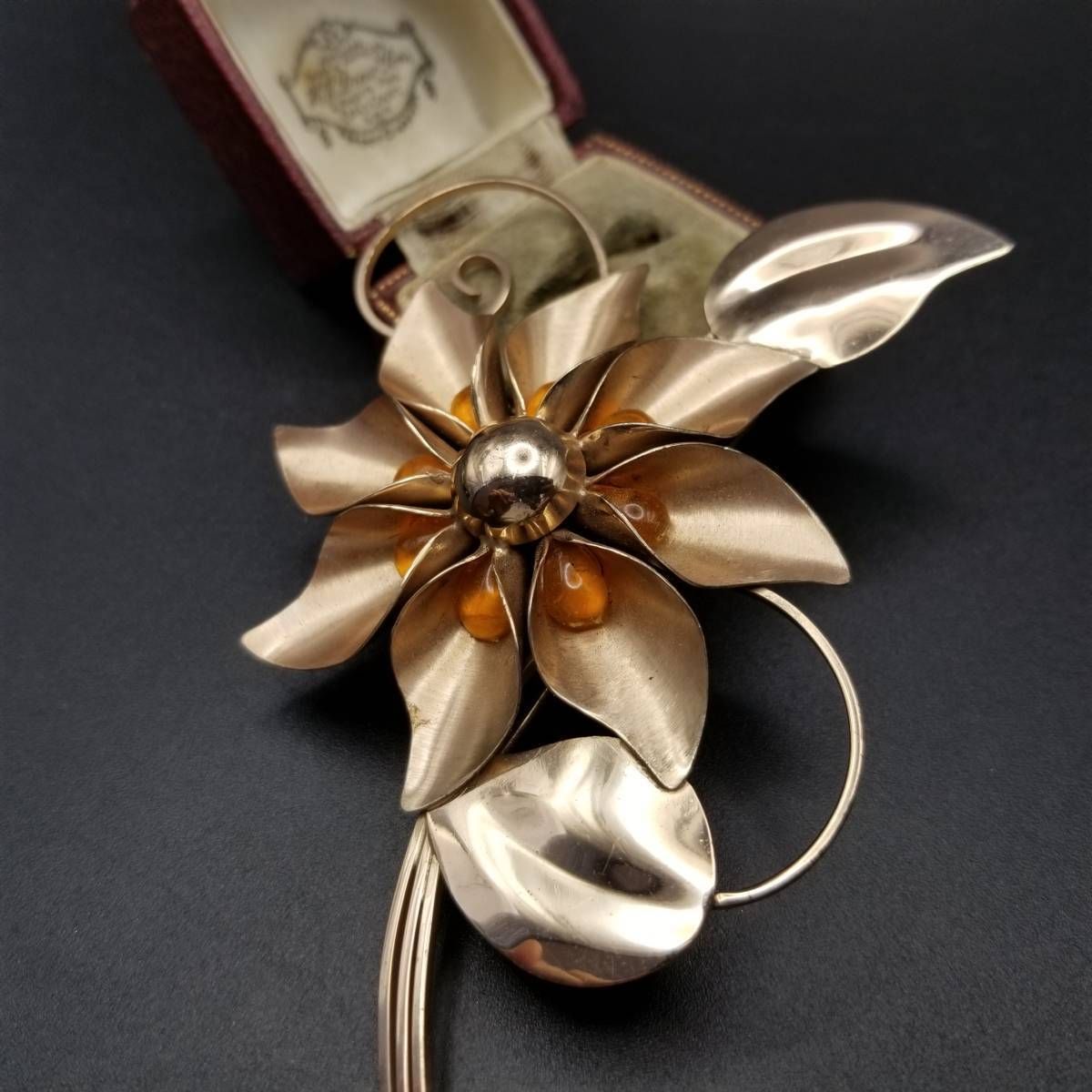 1940年代 TRUART ヴェルメイユ アンバーガラス ビッグシルエット