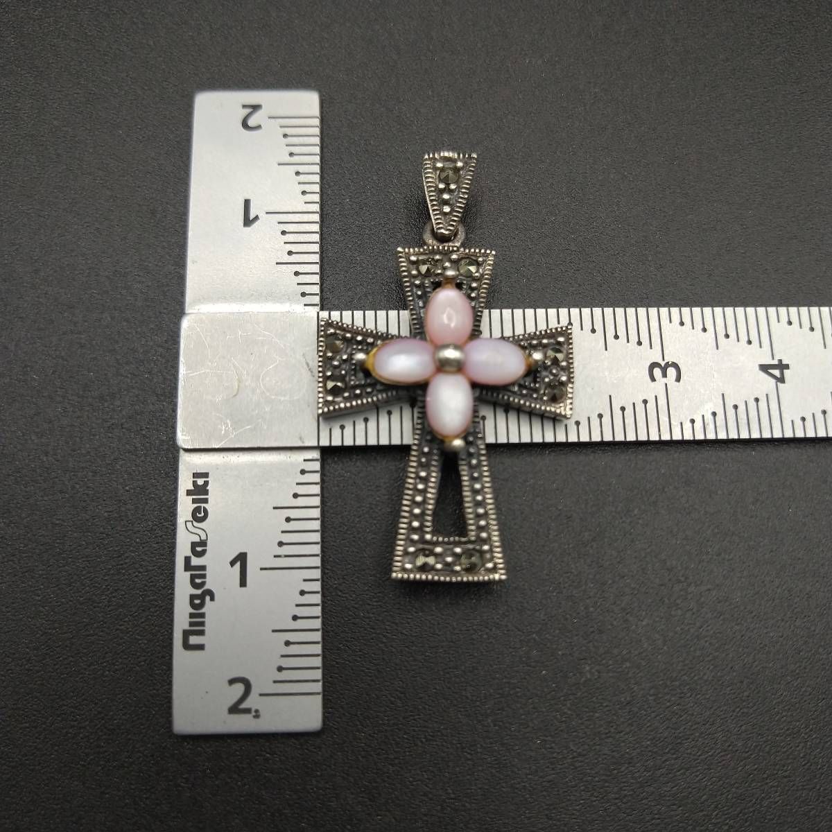 マーカサイト クロス 925 シルバー ヴィンテージ チャーム ペンダント