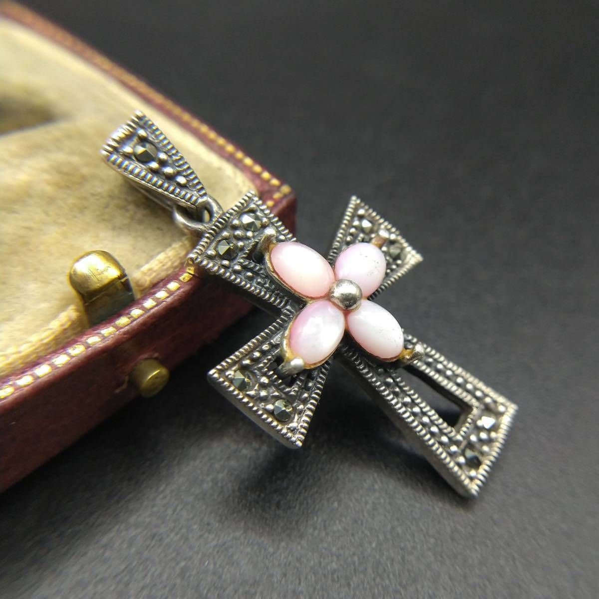 マーカサイト クロス 925 シルバー ヴィンテージ チャーム ペンダント