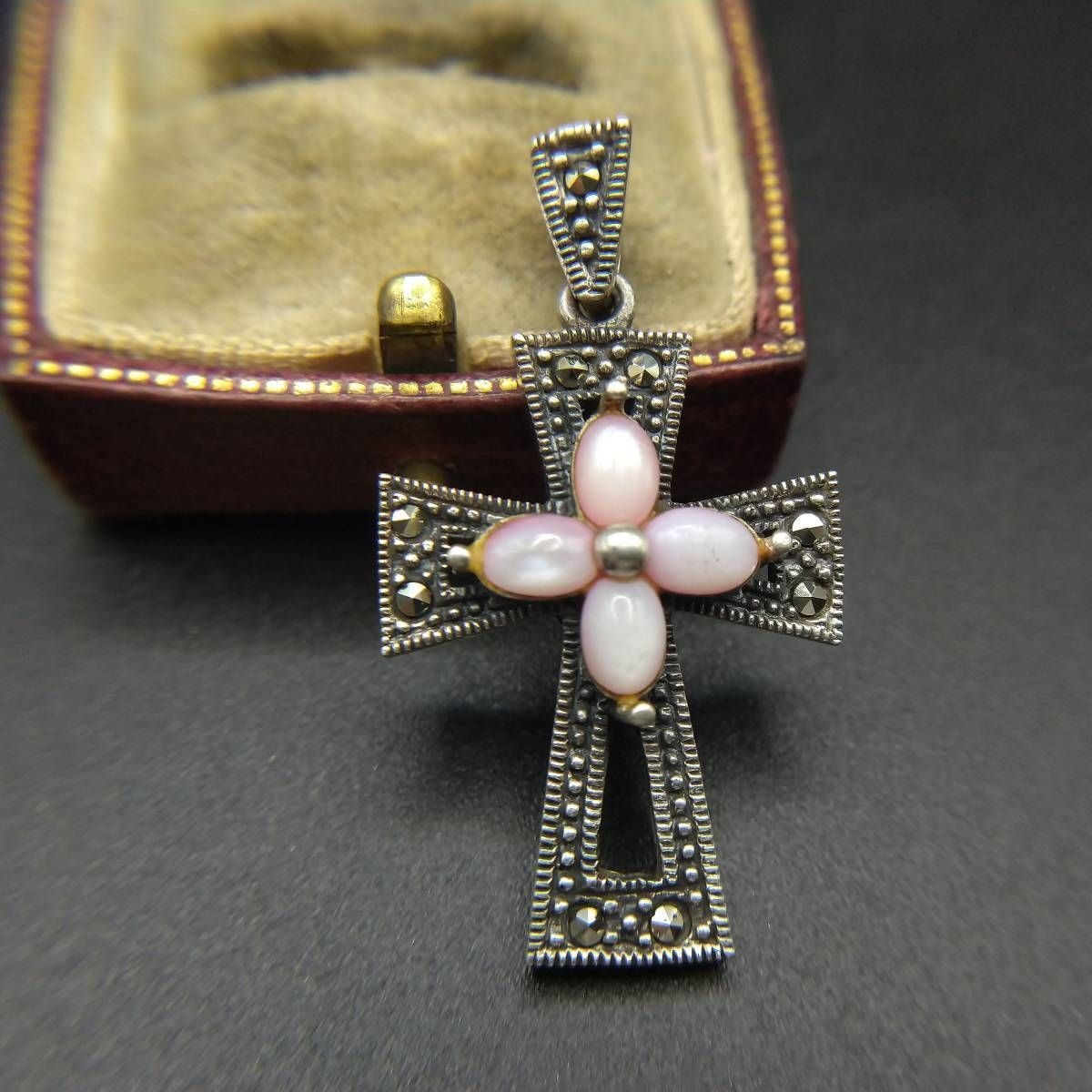 マーカサイト クロス 925 シルバー ヴィンテージ チャーム ペンダント