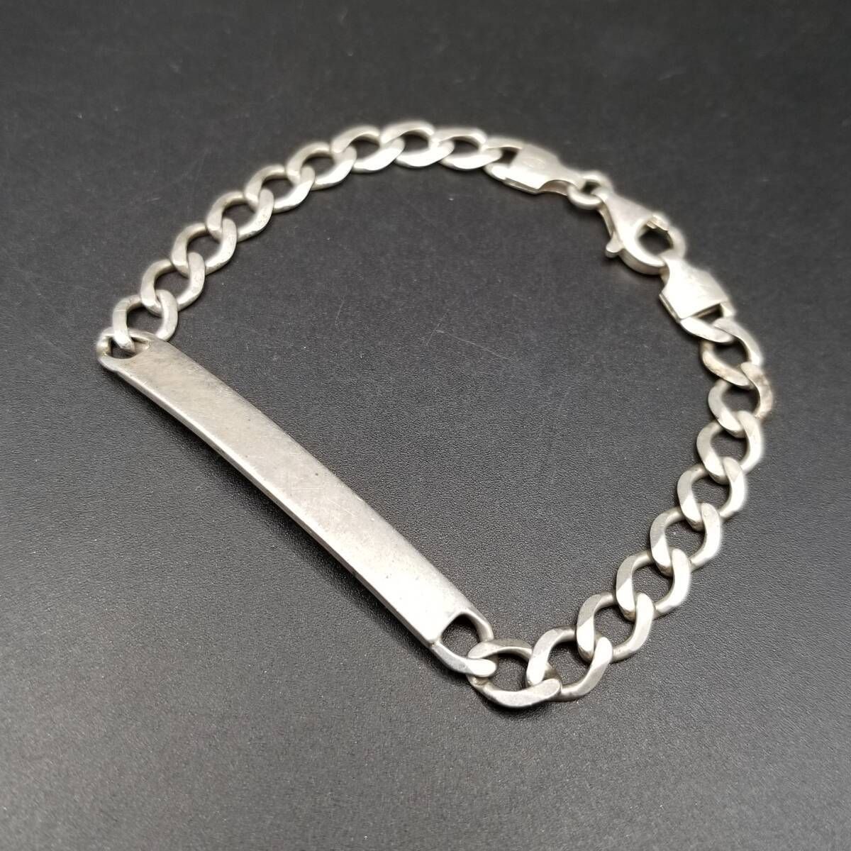 イタリア製 ヴィンテージ IDタグ 細幅 長方形プレート 925 シルバー