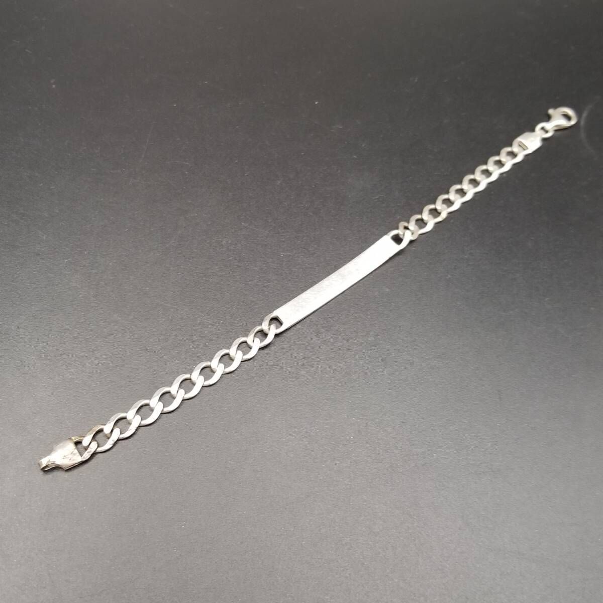 イタリア製 ヴィンテージ IDタグ 細幅 長方形プレート 925 シルバー