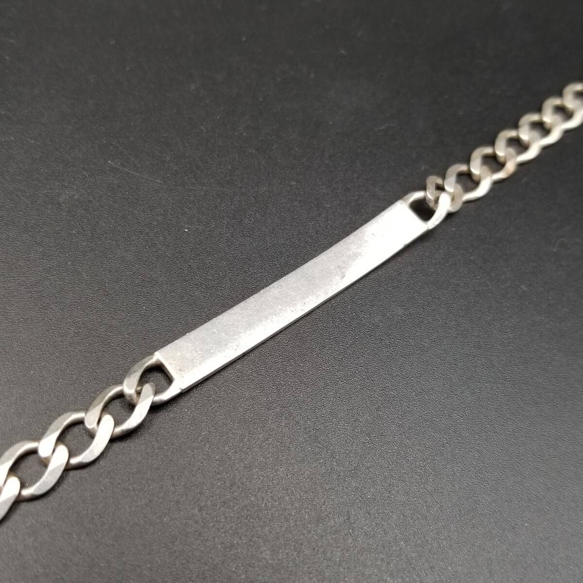 イタリア製 ヴィンテージ IDタグ 細幅 長方形プレート 925 シルバー