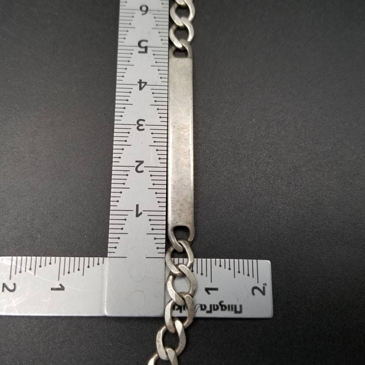 イタリア製 ヴィンテージ IDタグ 細幅 長方形プレート 925 シルバー