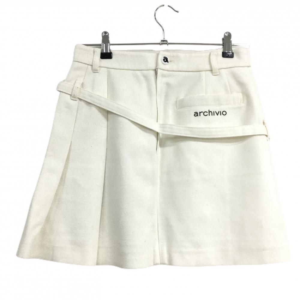 アルチビオ ニットスカート 白 ウール混 ポーチ着脱可 裏地付 レディース 38 M ゴルフウェア 2025年モデル archivio