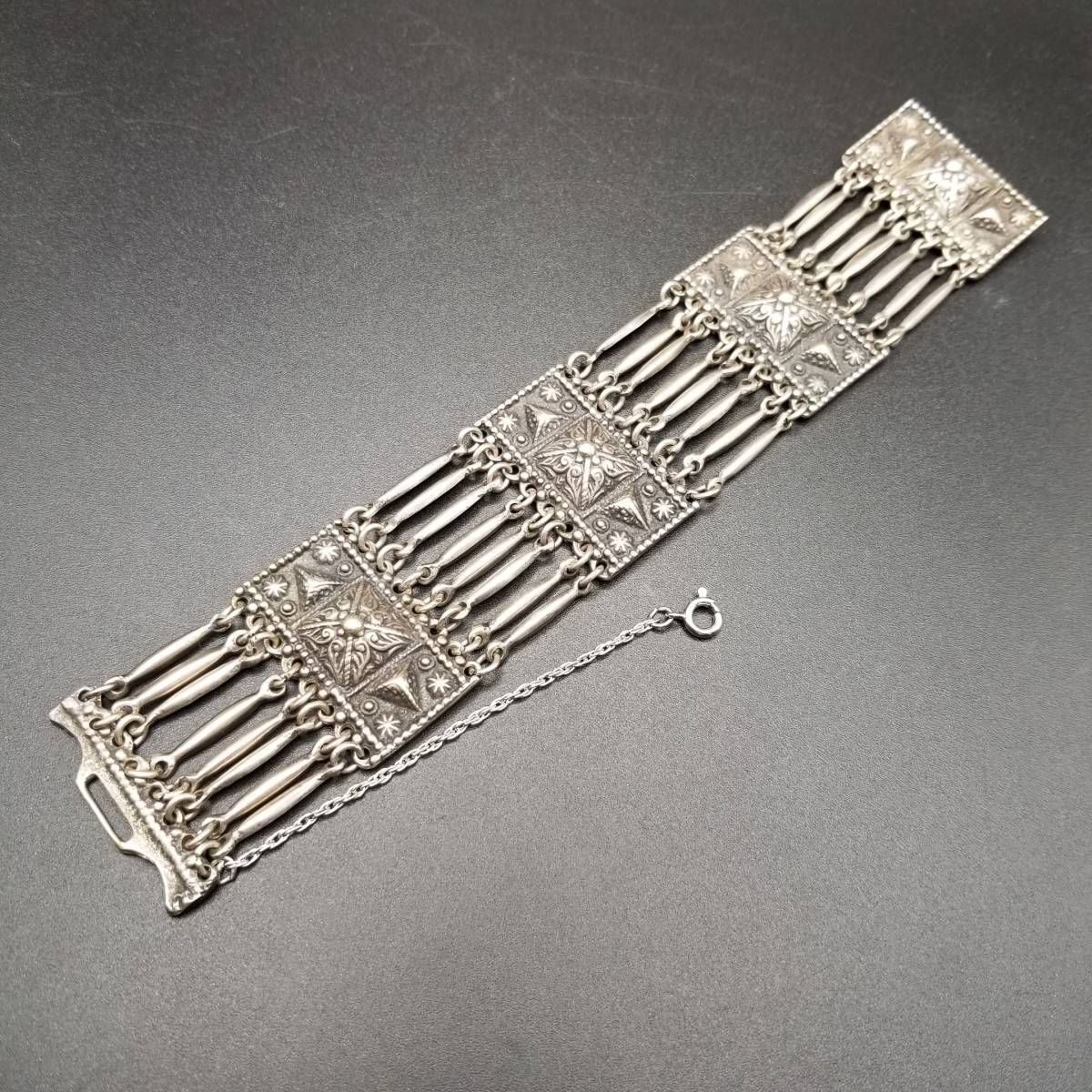 メキシコ シルバー エスニック トライバル柄 彫刻 8連 ヴィンテージ