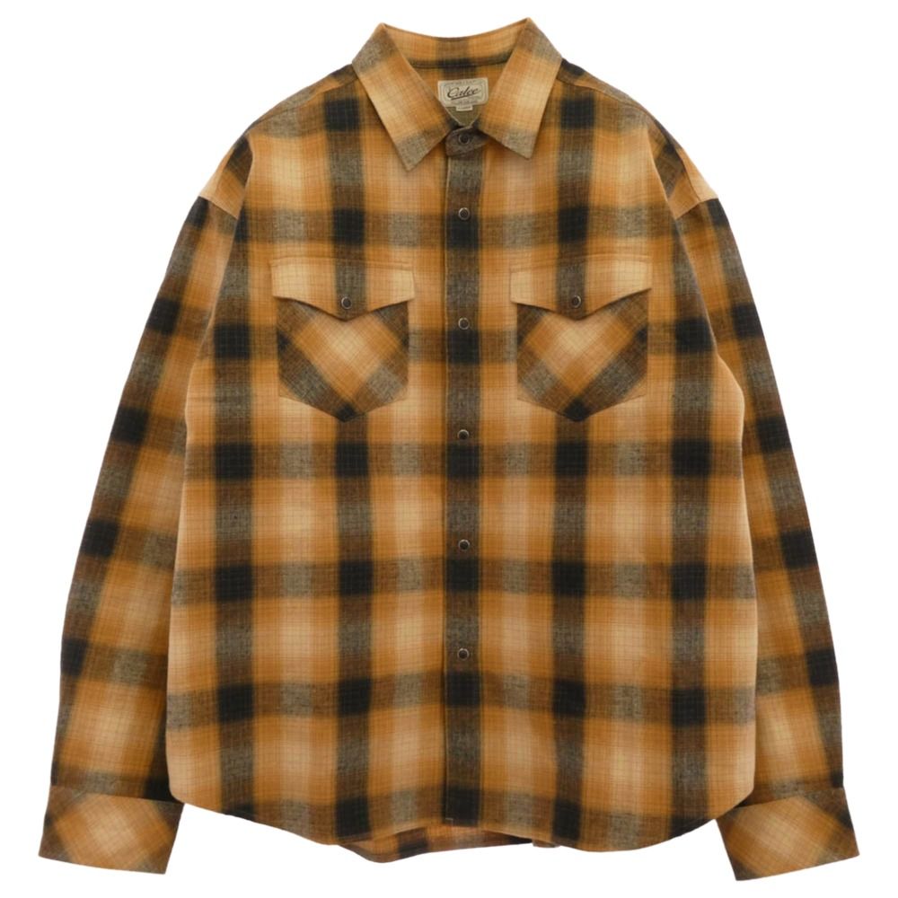 CALEE キャリー CL-25AW031 OMBRE CHECK WESTERN L/S SH オンブレー