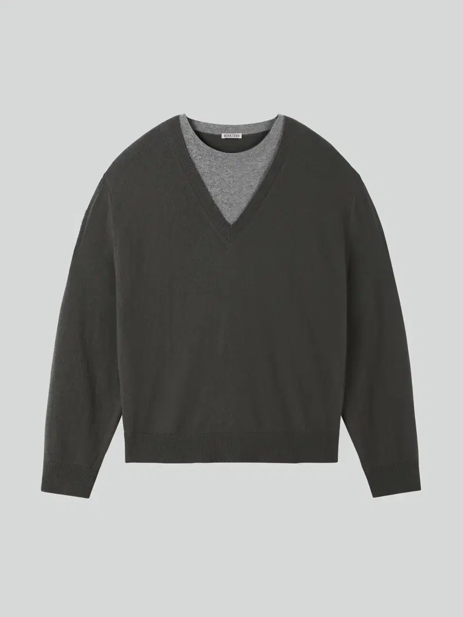 M レクト CONTRAST LAYERED V NECK KNIT TOP