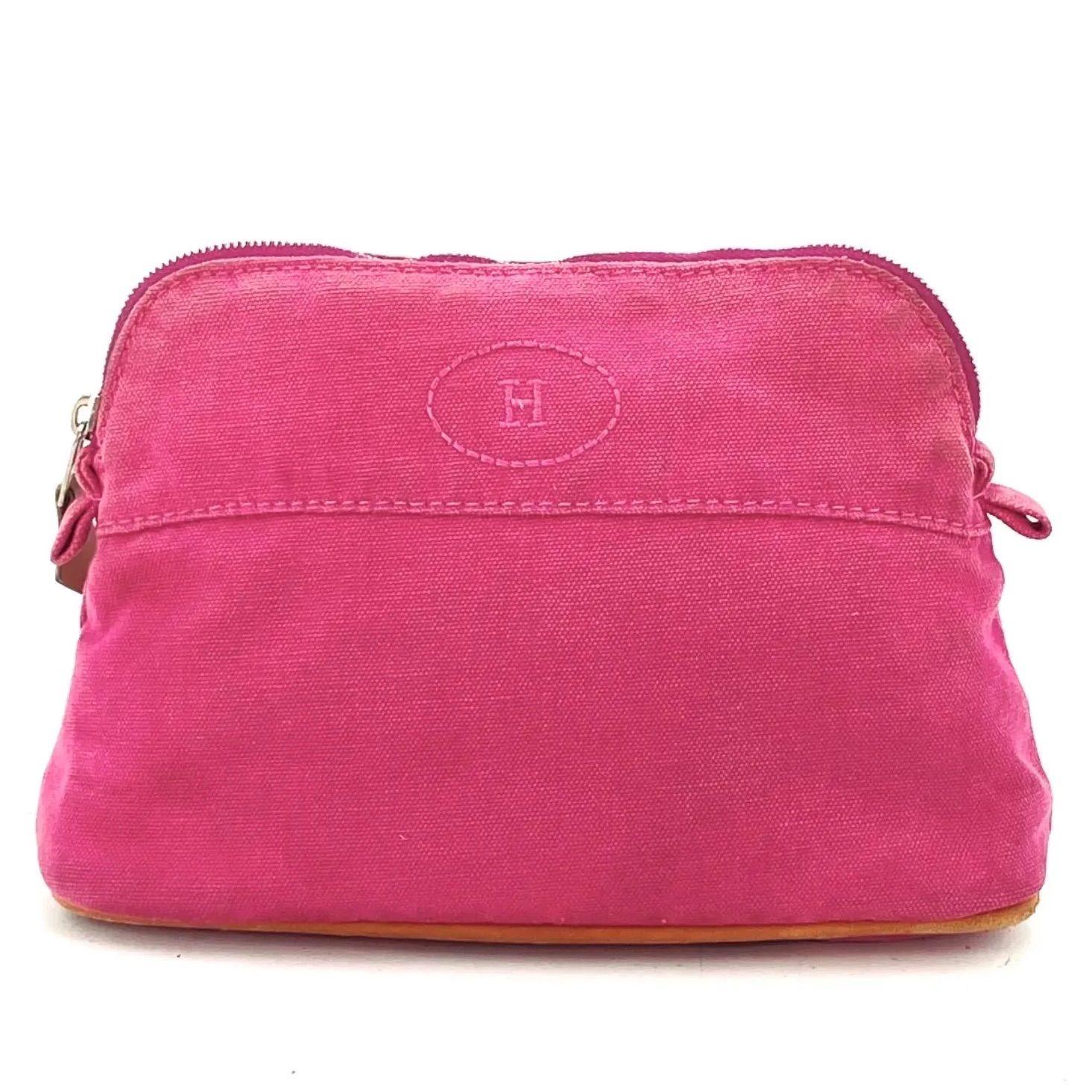 エルメス ポーチ ポリードＭＭ キャンバス ピンク コスメ FY 85