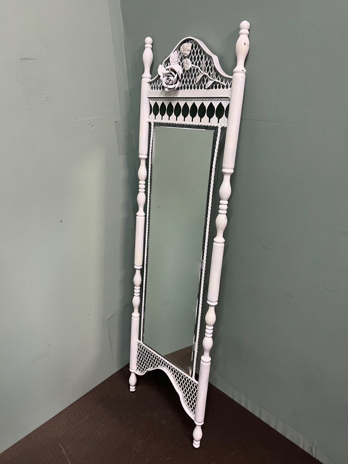 ☆ 姿ミラー スタンドミラー シャビーシック アンティーク 洋風 鏡