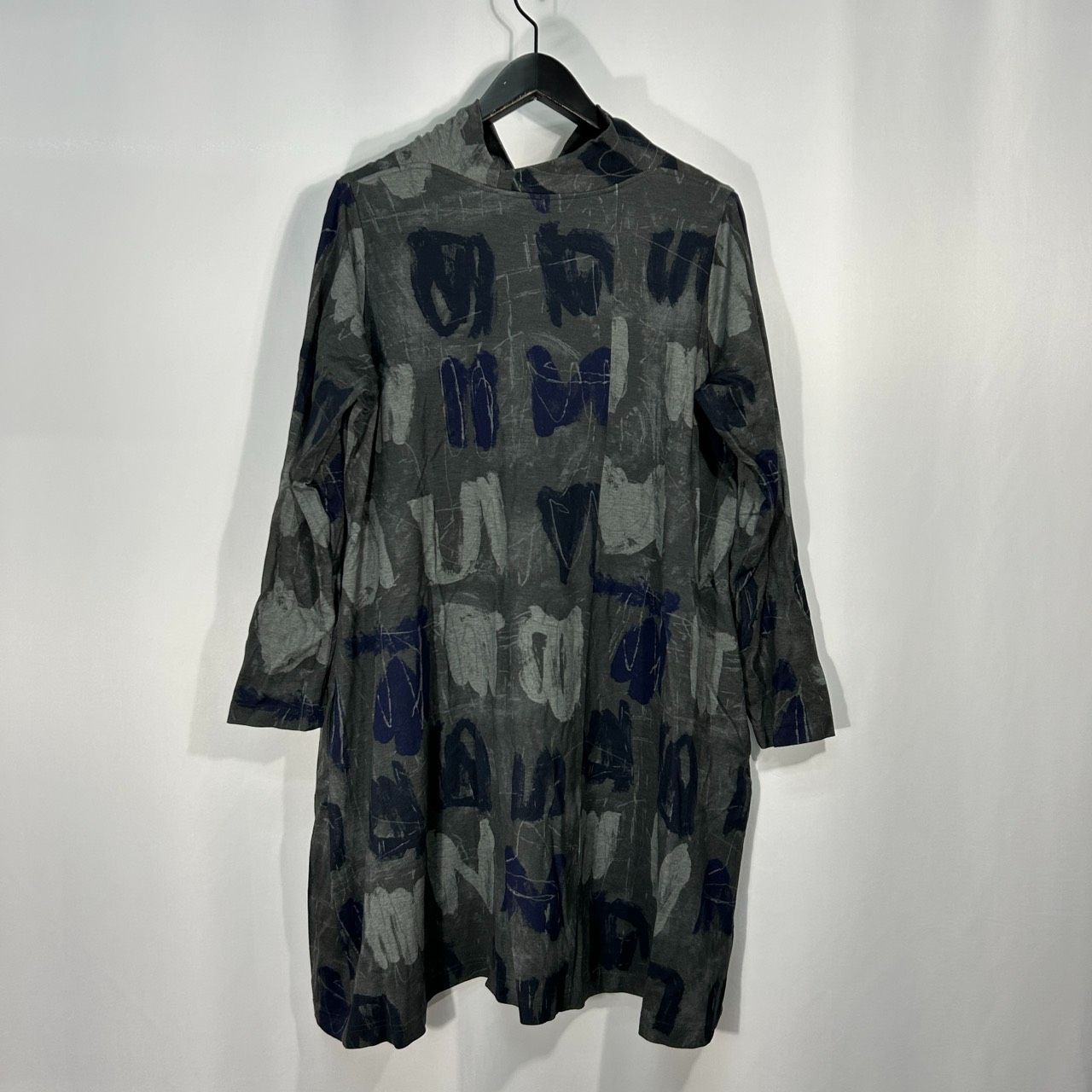 芽風【38】グレー系 ハイネック チュニック ワンピース カットソー