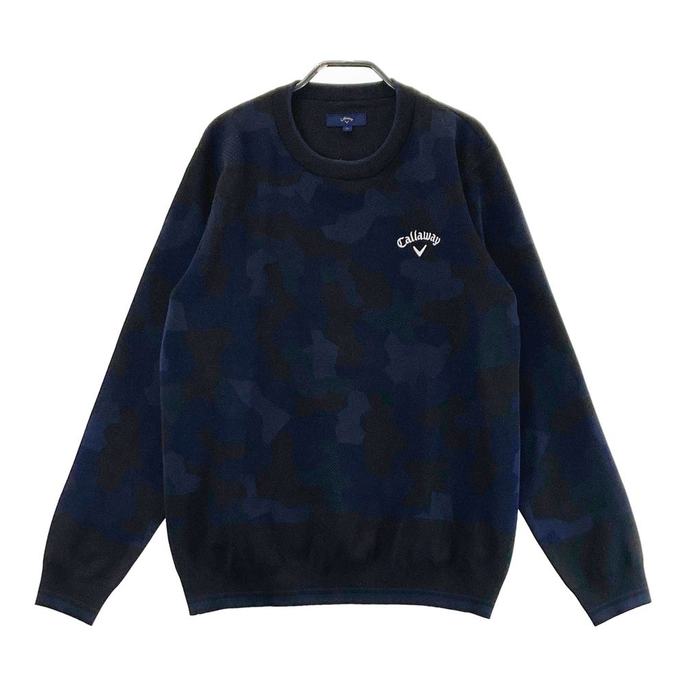 サイズ：LL CALLAWAY キャロウェイ 2023年モデル 長袖 ニットセーター カモフラ柄 ブラック系 [240101567263] ゴルフウェア メンズ ストスト