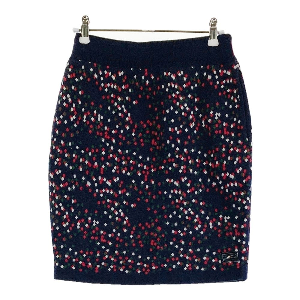 サイズ M MARK LONA マークアンドロナ ニットスカート 裏地付 総柄 ネイビー系 ゴルフウェア レディース ストスト