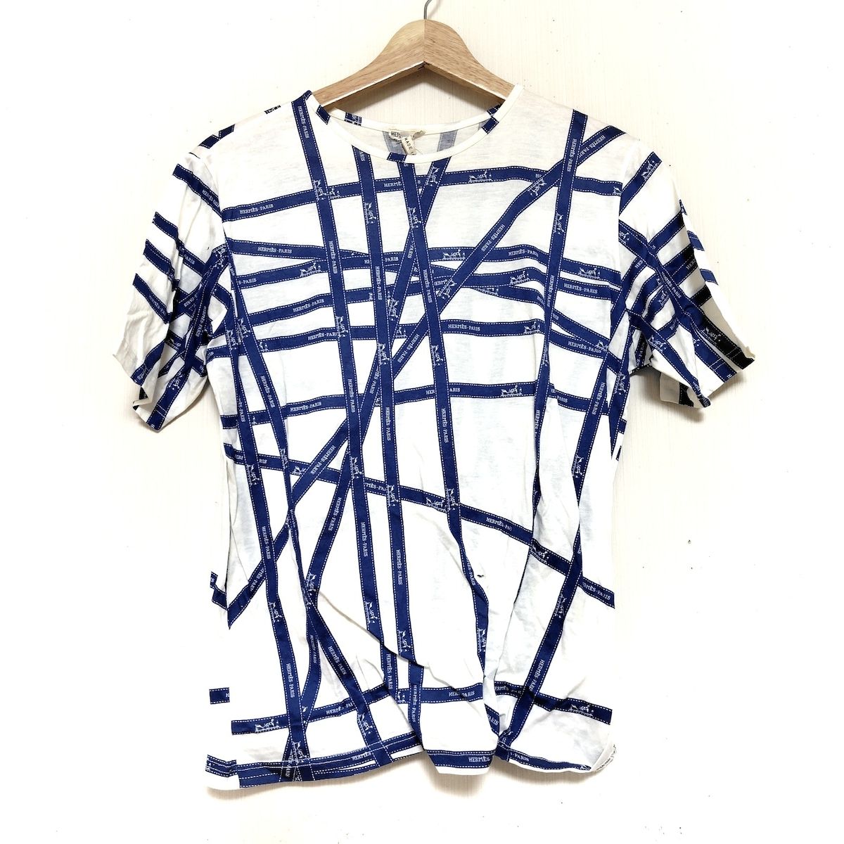 HERMES エルメス　ハイブランド　ボルデュックリボン柄カットソー　トップス HERMES エルメス ハイブランド ボルデュックリボン柄カットソー