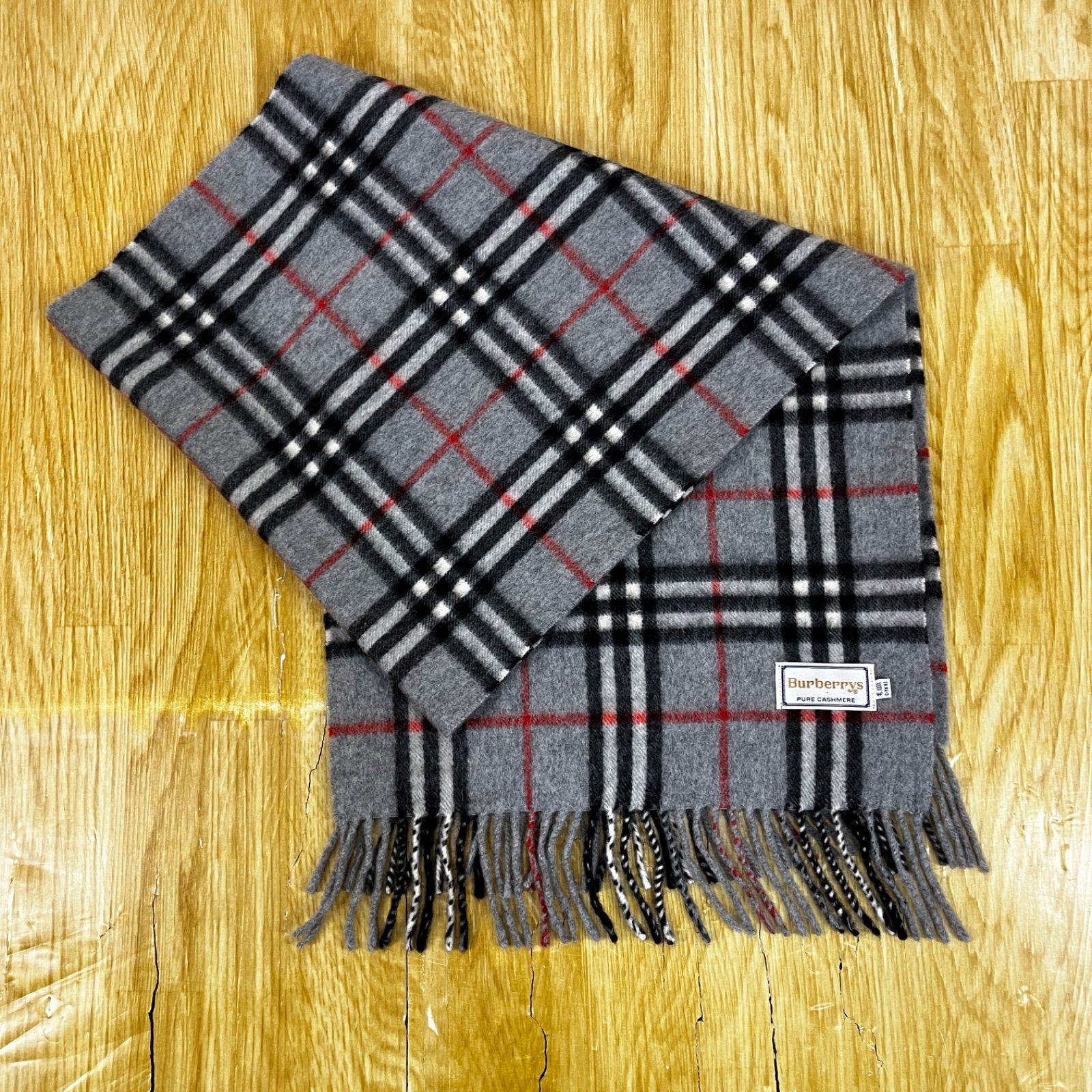 バーバリー カシミヤノバチェックマフラー (グレー/136cm) - メルカリ
