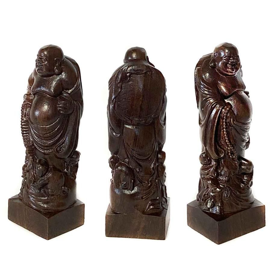 本日ポイントアップ|布袋尊 布袋様 金運 財運 沈香木 立像 木彫り 木製