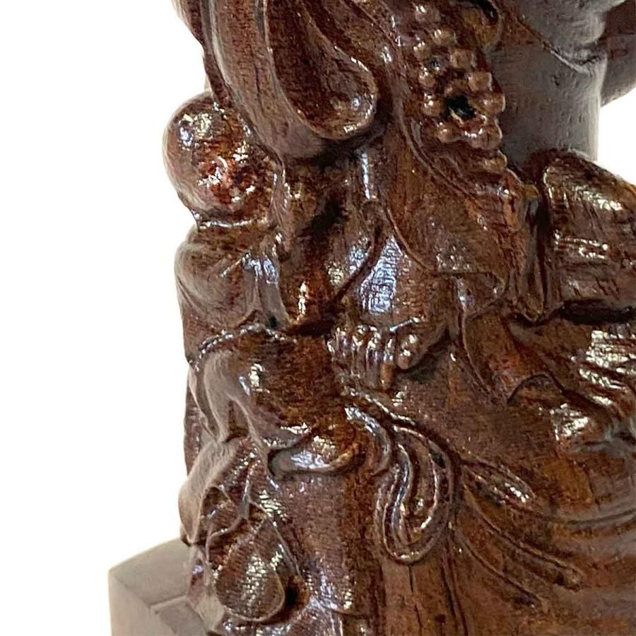 本日ポイントアップ|布袋尊 布袋様 金運 財運 沈香木 立像 木彫り 木製