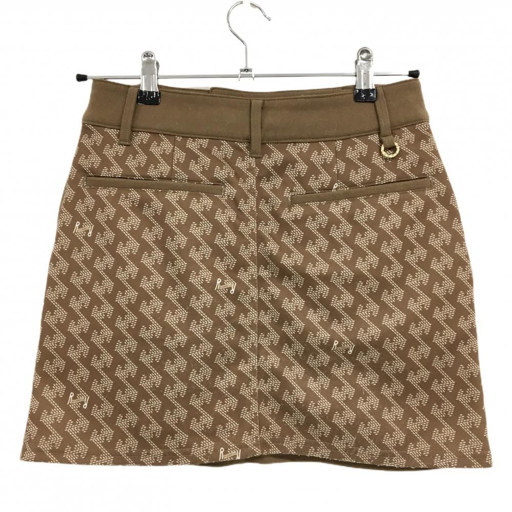 レザレクション スカート ブラウン×白 背面ロゴ総柄 秋冬 レディース S ゴルフウェア Resurrection