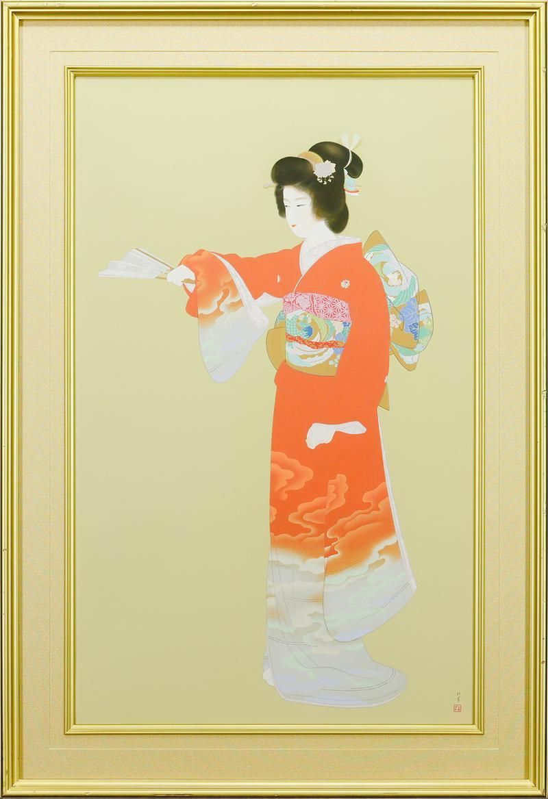 真作】【WISH】上村松園「序の舞」シルクスクリーン 30号大 大作 1996